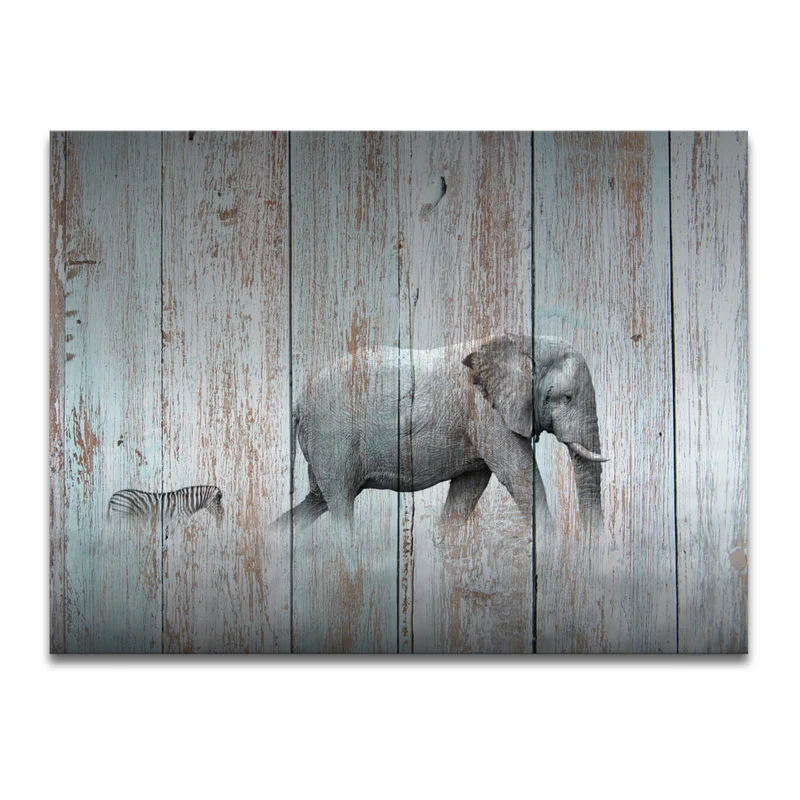 Слон и постер с зеброй настенное искусство холст печать живопись 1 шт. два
