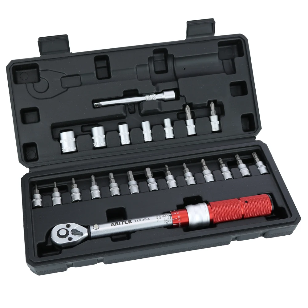 Набор инструментов для ремонта велосипеда, динамометрический ключ с храповым механизмом, шестигранный и Torx, 1/4 дюйма, 23 шт.