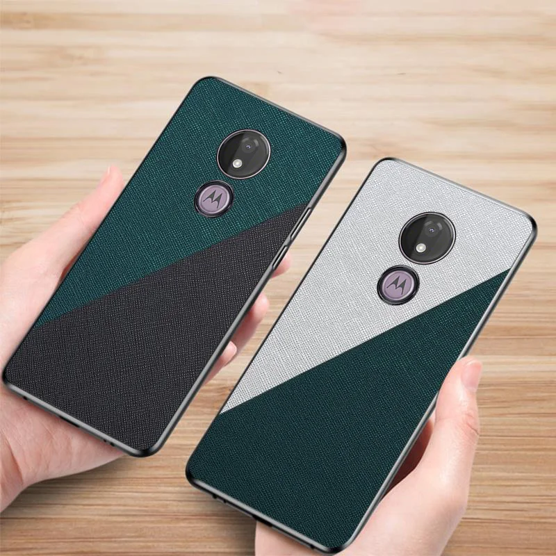Ультратонкий силиконовый чехол E6 Plus для Moto G7 с текстурой ткани кожаный Power Play