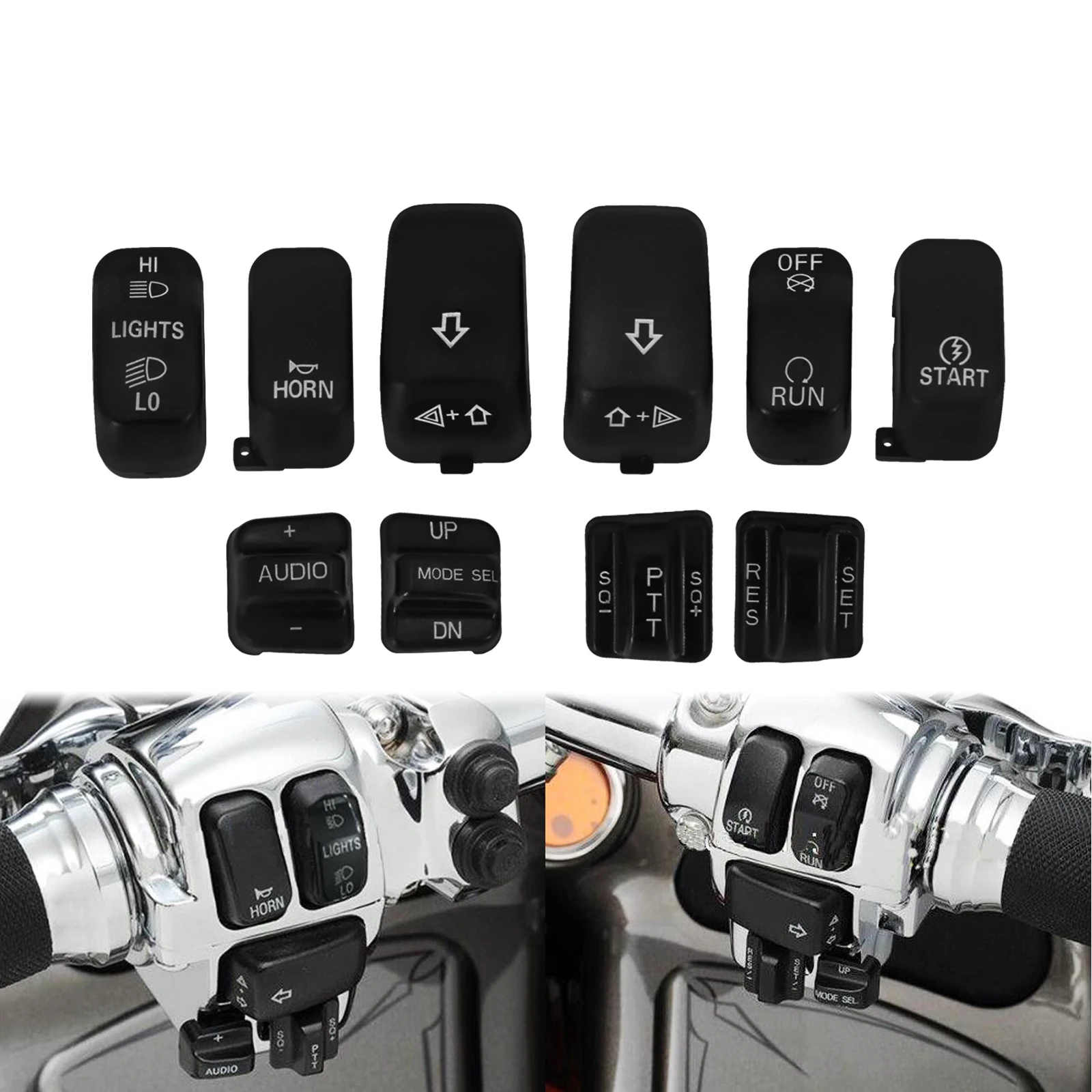 

10X мотоциклетный черный хромированный корпус с ручным управлением, кнопочный переключатель, комплект для Harley Touring Electra Glide FLHT FLHX 96-2013