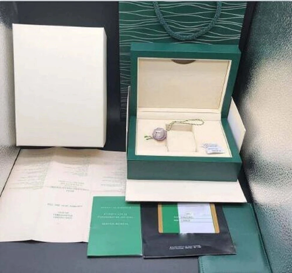 

1/2 шт., Высококачественная зеленая коробка для наручных часов с бумажными карточками и сумками