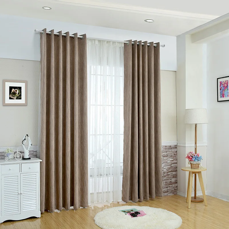 

Modern Simple Curtain Cotton Bamboo High Shading Solid Color Polyester Heat Insulation Curtains for Living Room Bedroom
