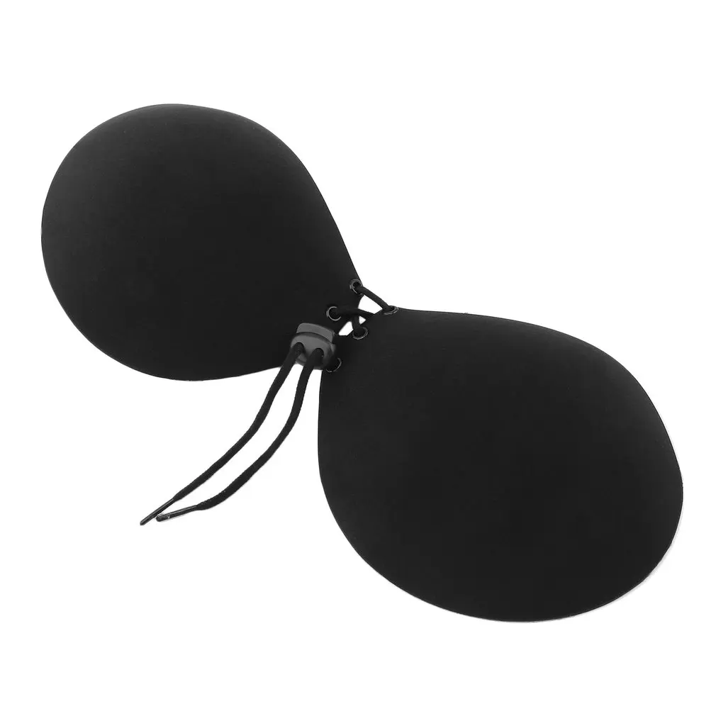 Черный Невидимый бюстгальтер без бретелек бесшовный силиконовый пуш ап бандаж