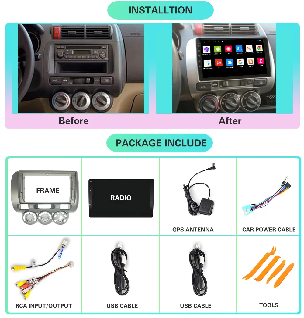 4G LTE 64GROM Android 10 For HONDA JAZZ City 2002 2003 2004 2005 2006 2007 Multimedia Stereo Car DVD Player Navigation GPS Radio |
