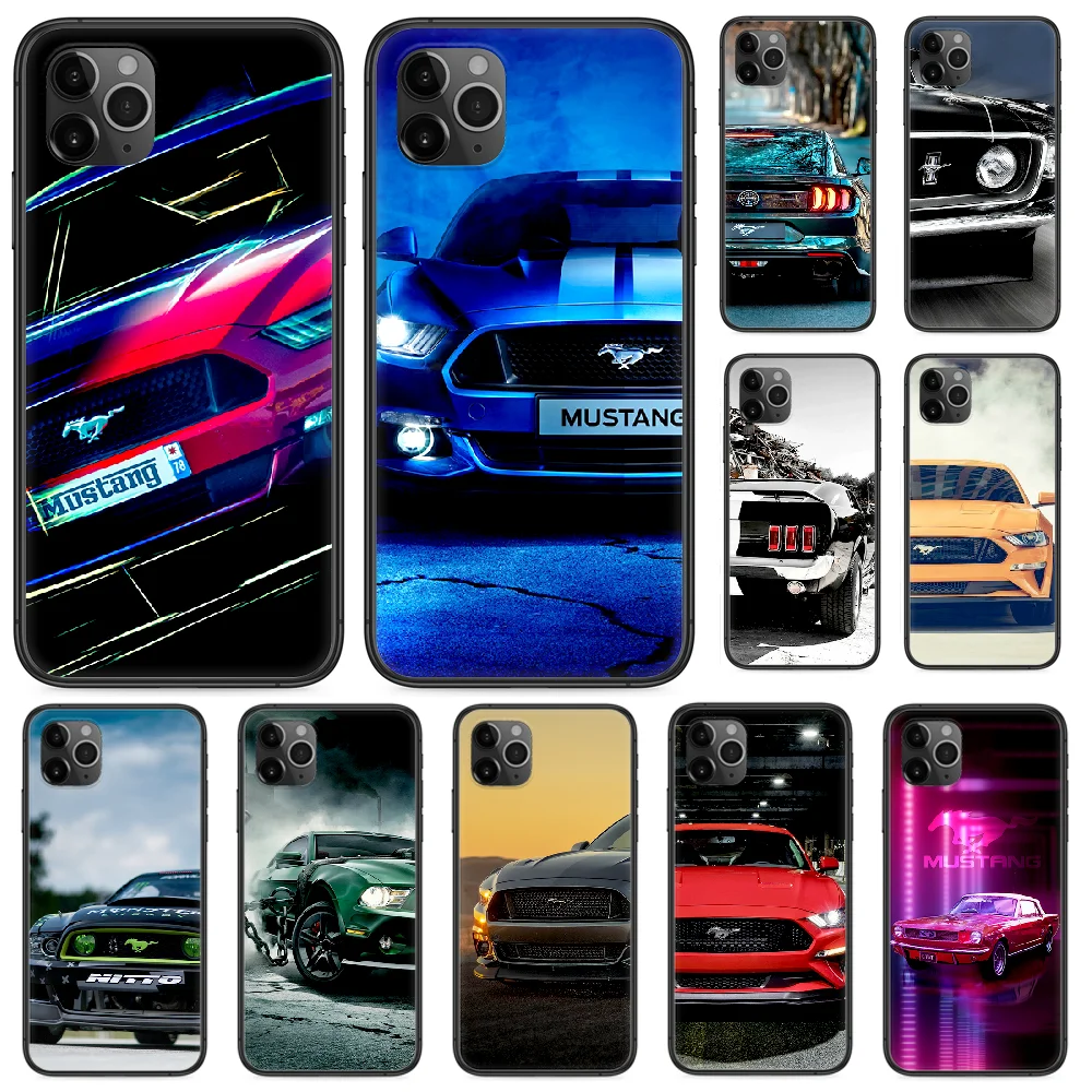 

Mustang Supercar Luxury Car Phone case For iphone 4 4s 5 5S SE 5C 6 6S 7 8 plus X XS XR 11 12 mini Pro Max 2020 black funda