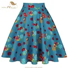 Женская хлопковая юбка SISHION, винтажная Расклешенная юбка с цветочным принтом в стиле ретро 50-х 60-х, VD0020, летняя юбка с высокой талией, 2021