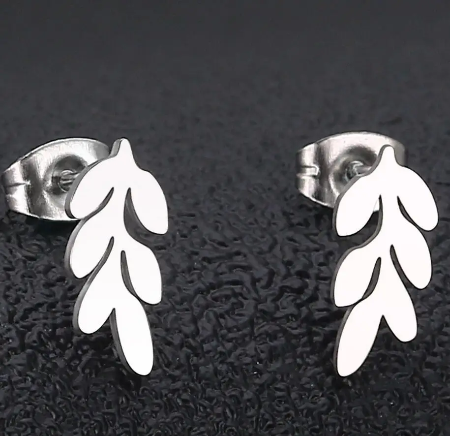 Silver Earring SMJEL перо из нержавеющей стали серьги ювелирные изделия, Золотая цепь наборы женщин bijoux enfant fille Амулет Бусы с орлами оптом - Окраска металла: Silver Earring