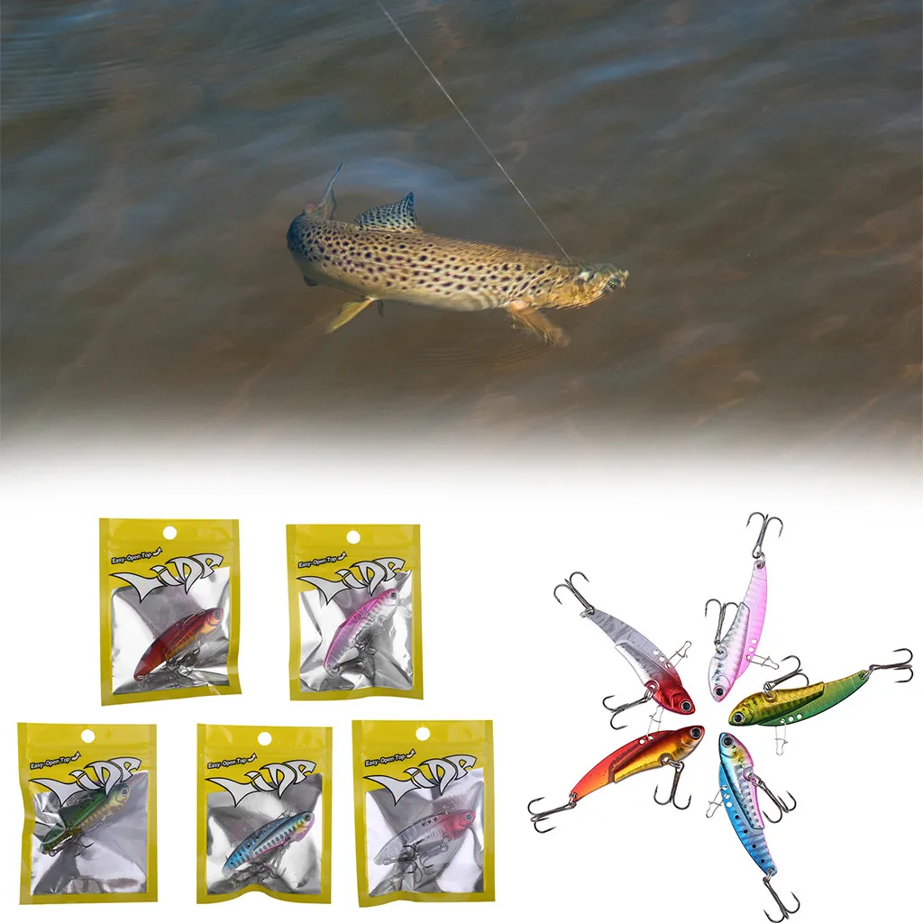 

1pcs Lead Head fishing lure Sinking Metal flashed VIB Lure Hard Bait 2 Treble Hook 6cm 20g Wobblers Artificial Tackle fishing