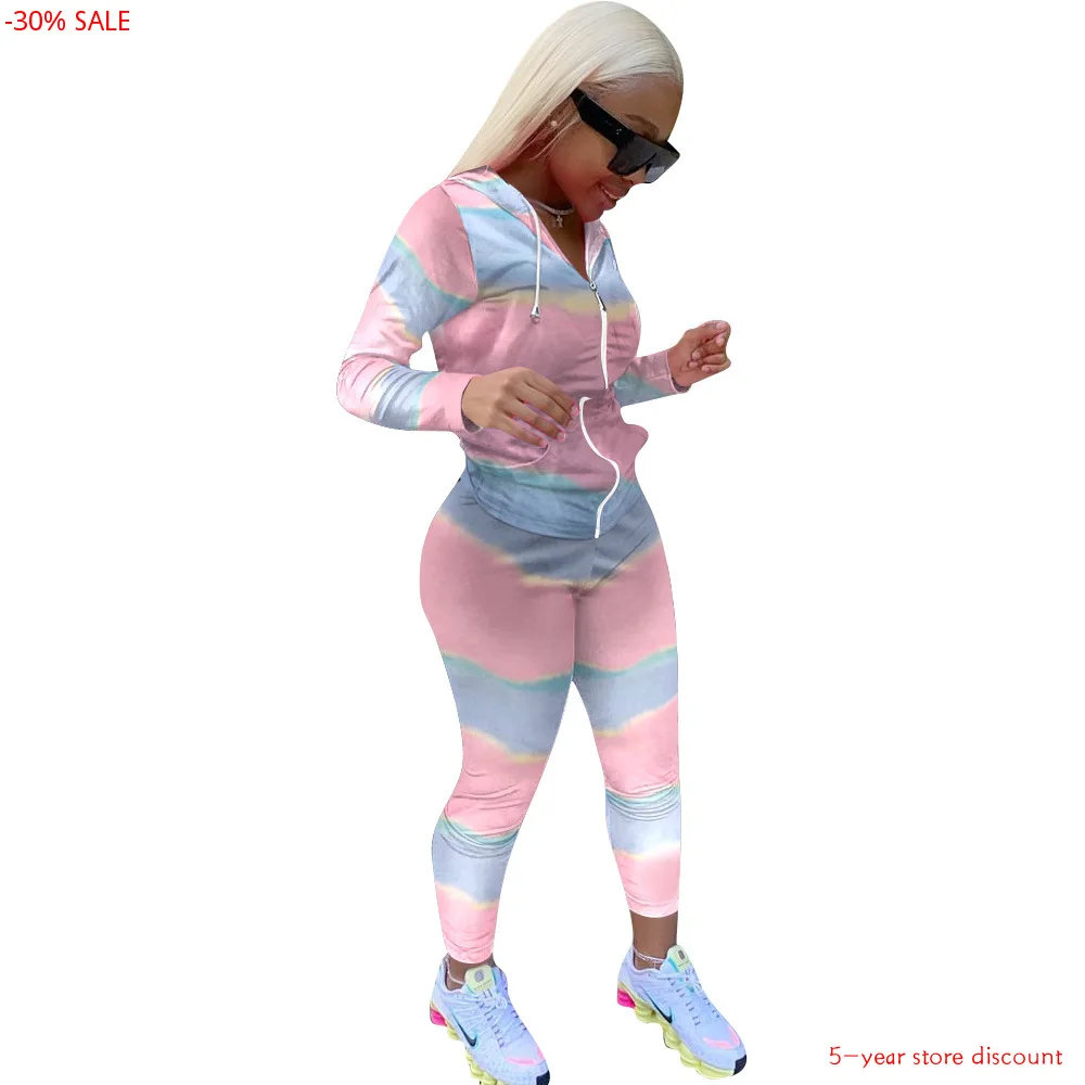 2 предмета в комплекте для женщин спортивный костюм с длинными рукавами на молнии