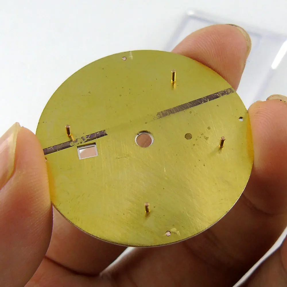 

35mm White Sterile dial Green Lume Silver Marks Watch Dial For For Mingzhu/DG 2813 Movement D39