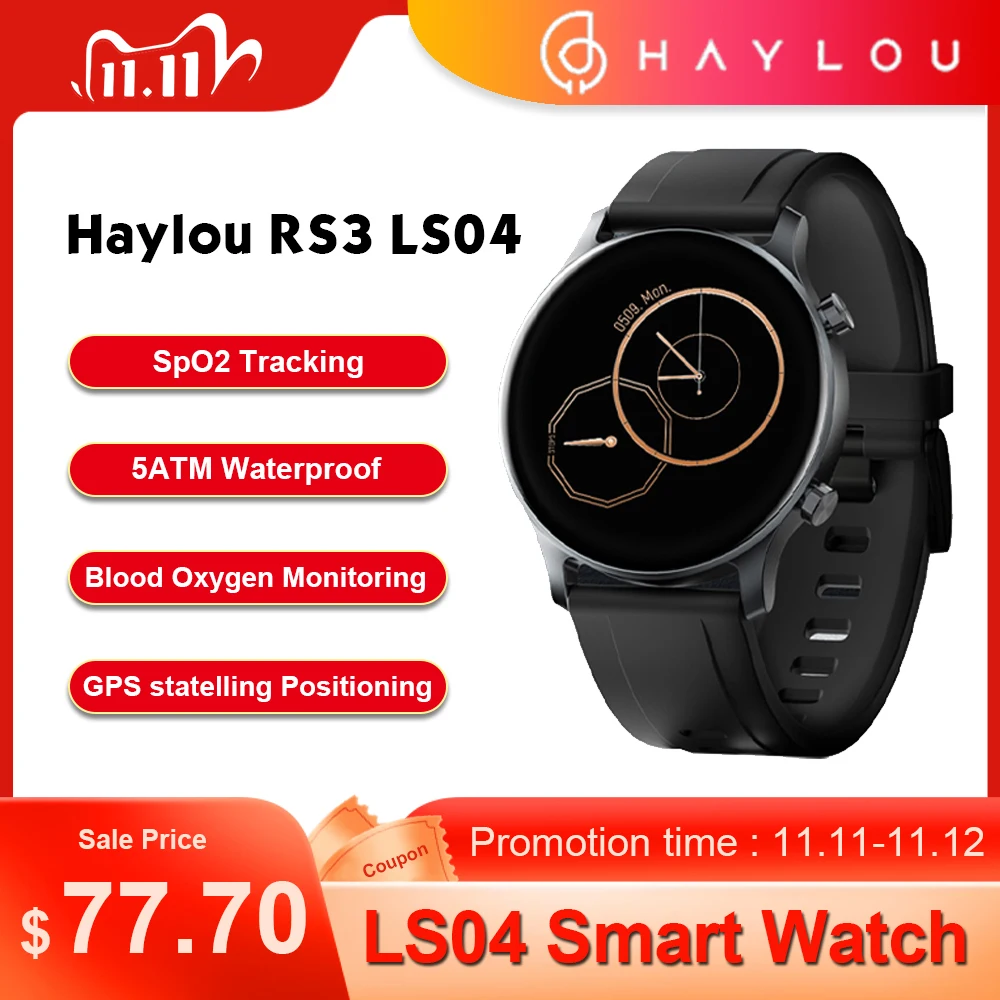 

Haylou RS3 Smart Watch Men Women LS04 Bluetooth 5.0 GPS 5ATM Waterproof Sport Watch Heart Rate Blood Oxygen Monitor Smartwatches