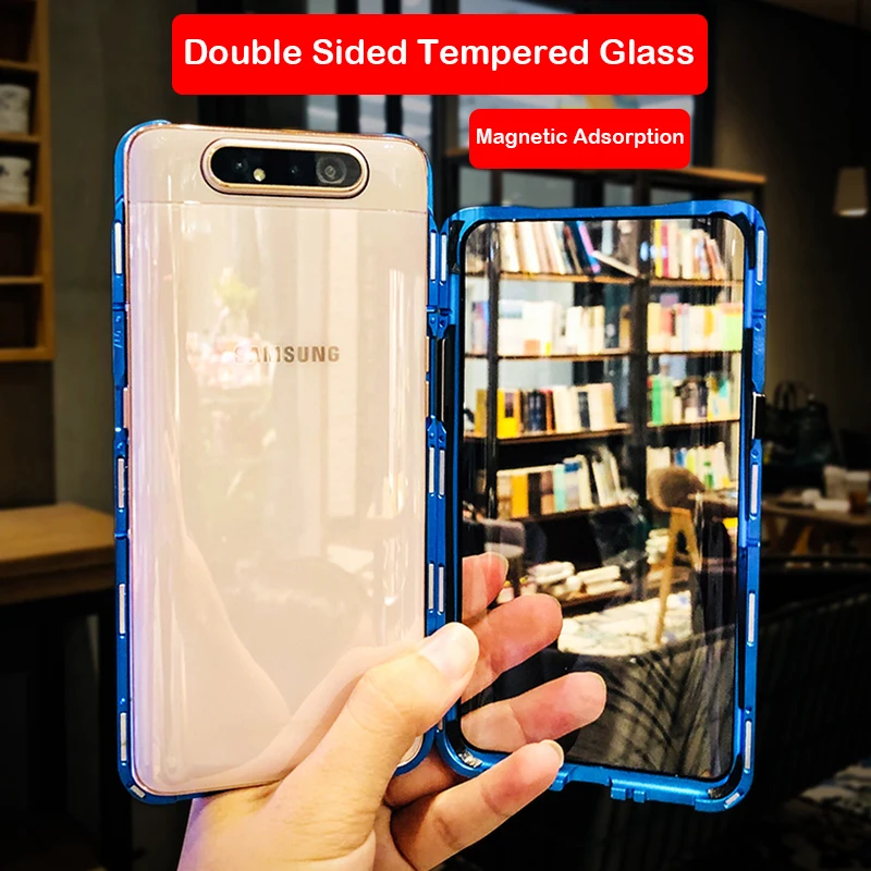 360 Полный Магнитный чехол для samsung Galaxy S11 A90 5G A80 A10S A40 A50 A60 A70 M30S металлический бампер Двусторонняя закаленное Стекло чехол