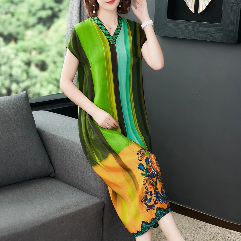 Женское шелковое платье с принтом летнее весеннее элегантное 2020|Женские платья| |