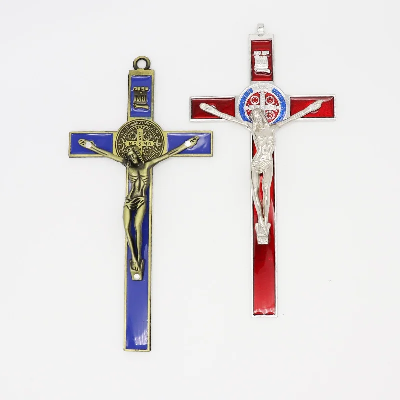 

Exorcism Cross Saint Benedict Crucifix Jesus Zinc Alloy Material Accessories Wholesale Catholic Supplies Cross Charm Pendulum