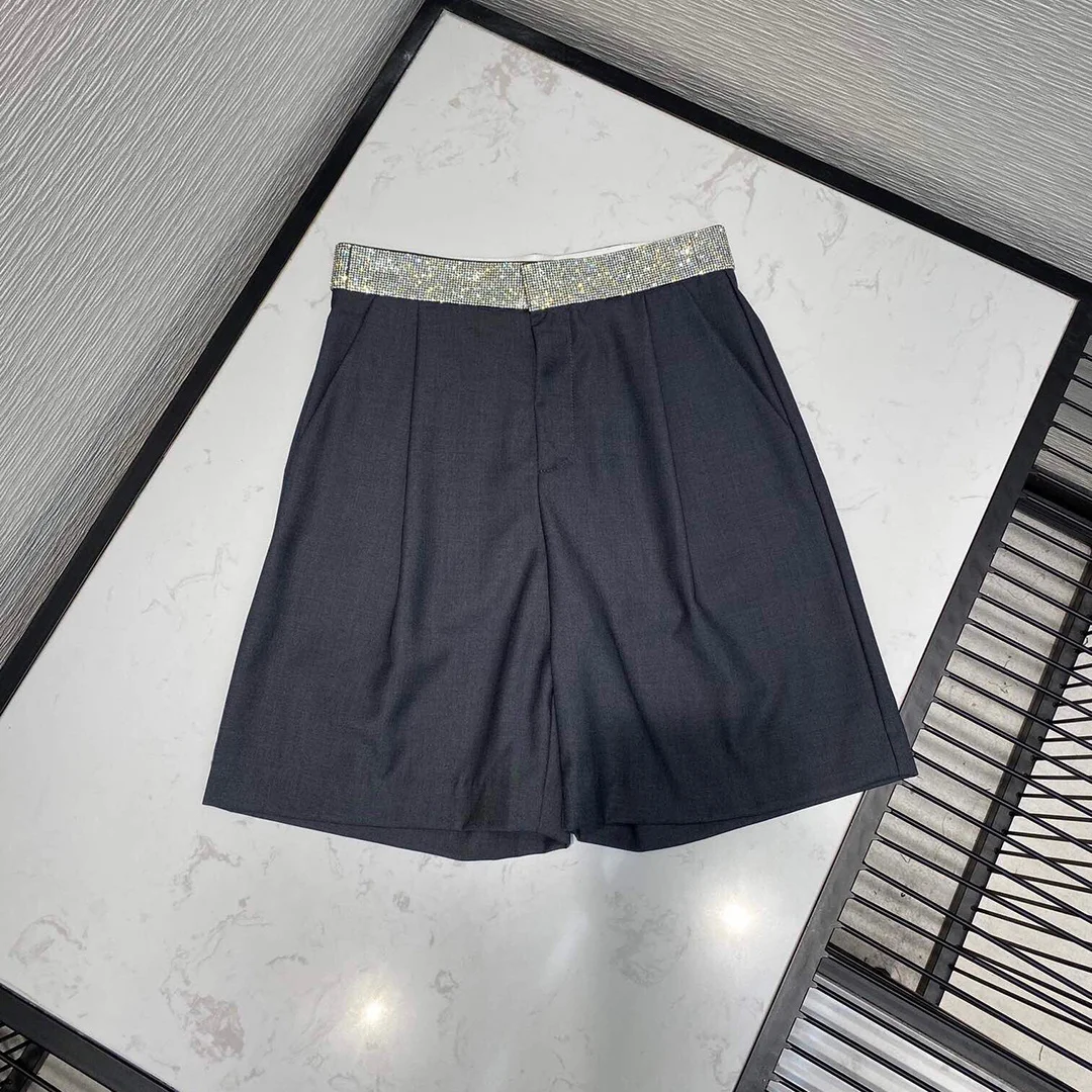 

top quality cropped trousers for women new spring summer diamonds bling high waist zipper knee length casual slim pants