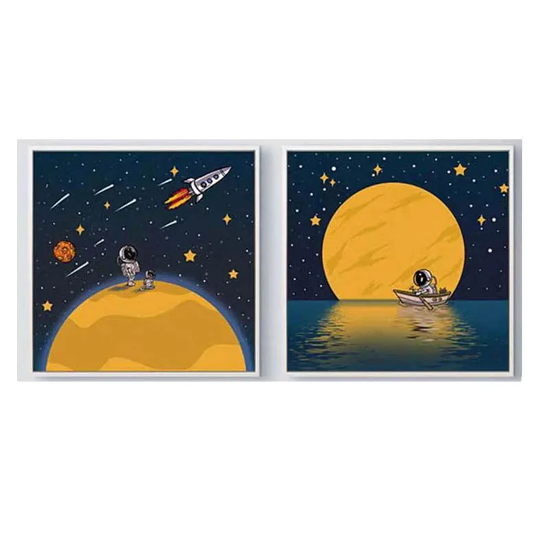 

DIY Astronaut Moon Full Square Drill Diamond Painting Photo Custom Colorful Handmade Rhinestone Mosaic Kids Home Room Wall Decor