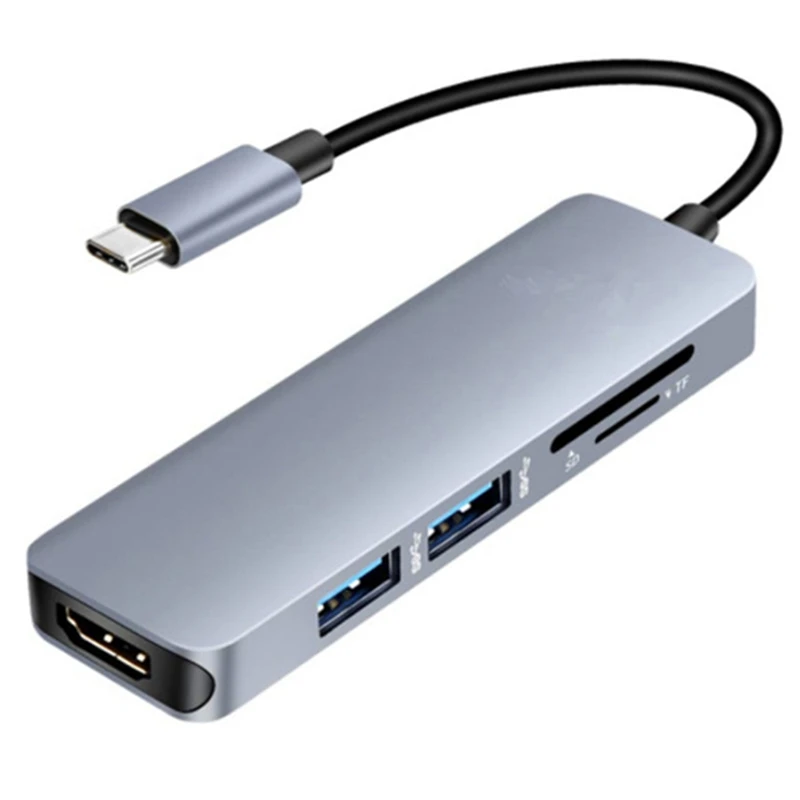 

Slim USB C HUB, Type C to HDMI 4K UHD Adapter, SD/Mini SD Card Reader, 5 in 1 HUB HDMI 4K Hub for Mac Book Pro