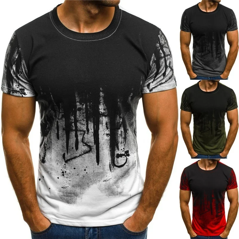 

Zogaa Mens 3D Printed T-Shirt Ink Draw Pattern Style Male T Shirt Summer Short Sleeve Bottoms Tops Male Hip Hop Streetwear Tees