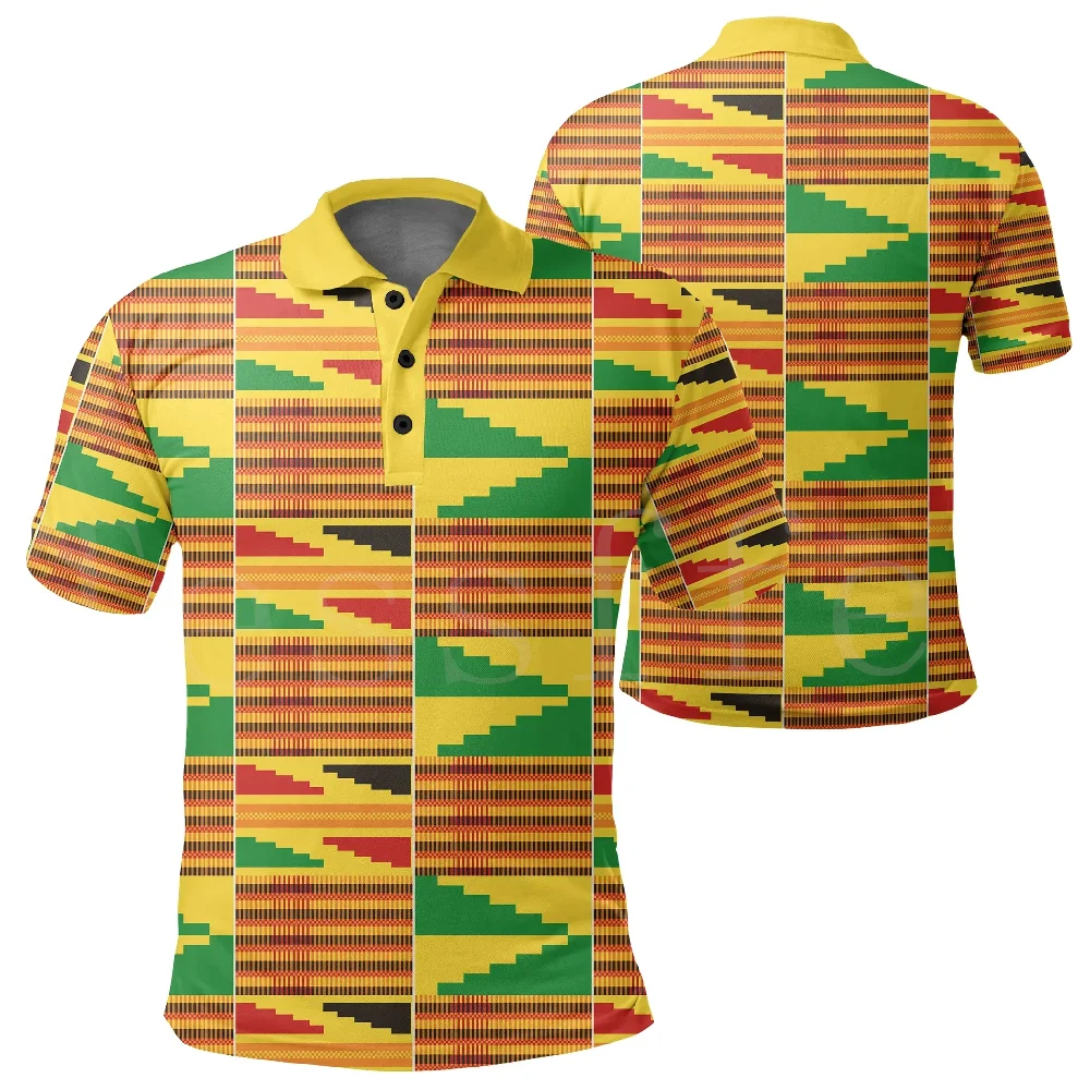 

Tessffel County Traditional Africa Native Pattern Kente 3DPrint Polo Shirt Men/Women Colorful Short Sleeve T-Shirt Streetwear A2