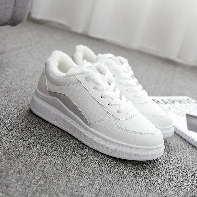 Fujin 2020 зимняя плюшевая бархатная белая обувь на толстой подошве Повседневные
