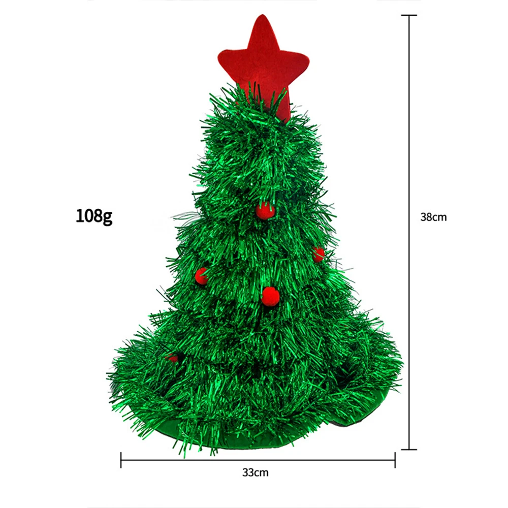 

Shiny Tinsel Christmas Tree Hat Christmas Xmas Party Santa Fancy Dress Costume Hat Holiday Decorations Headgear Holiday Costume