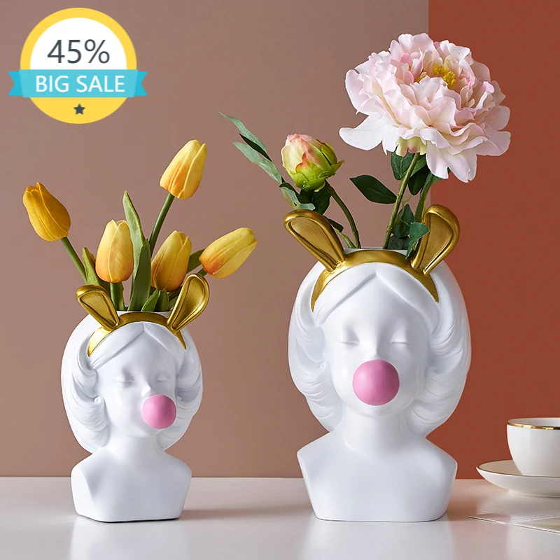 

Female Head Design Succulents Plant Pot Cactus Planter Indoor Outdoor Resin Planter Cute Plants Flower Pot