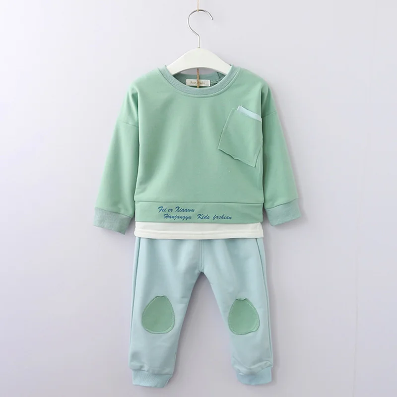 AZ1496 Green Комплекты одежды для мальчиков; новые модные осенне-зимние костюмы; Одежда для мальчиков; полосатая футболка+ однотонные брюки; комплекты из 2 предметов; повседневные Детские костюмы - Color: AZ1496 Green