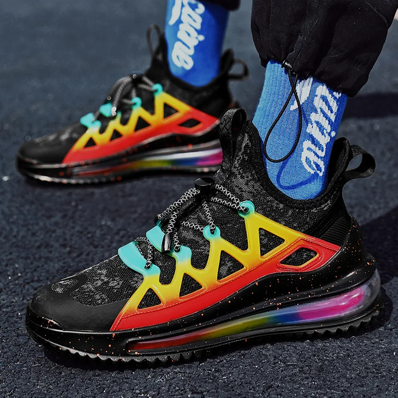 

Fashion Running Men Shoes Air Cushion Male Sneakers Lace Up Sports Athletic Outdoor Walking Jogging Trainers Soft Gym Fitness 44