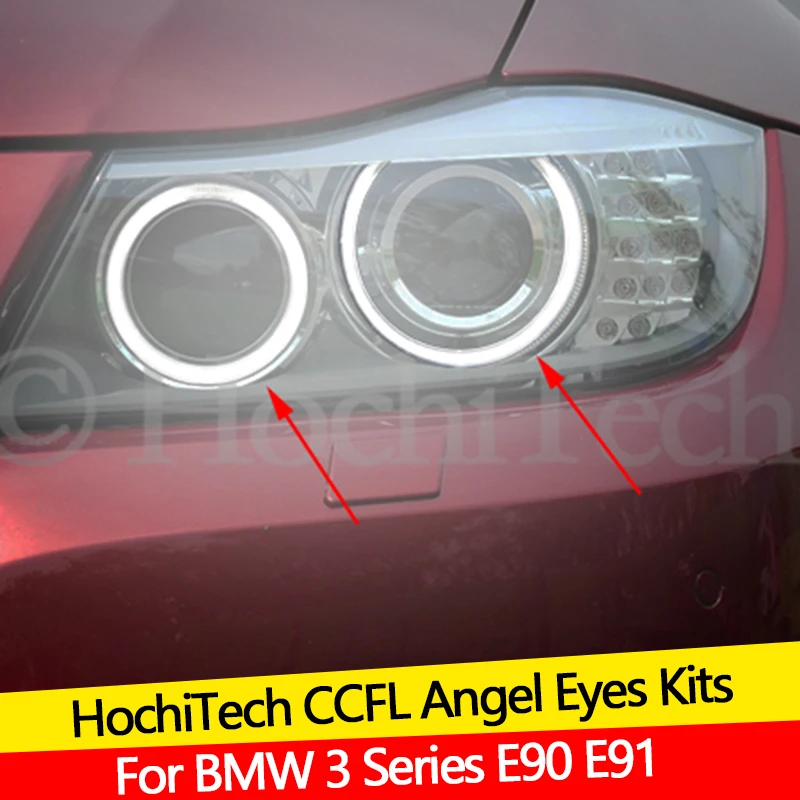 

Hight Quality CCFL Angel Eyes Kit Warm White Halo Ring For BMW 3 Series E90 E91 2005 2006 2007 2008 Xenon headlights Demon Eye