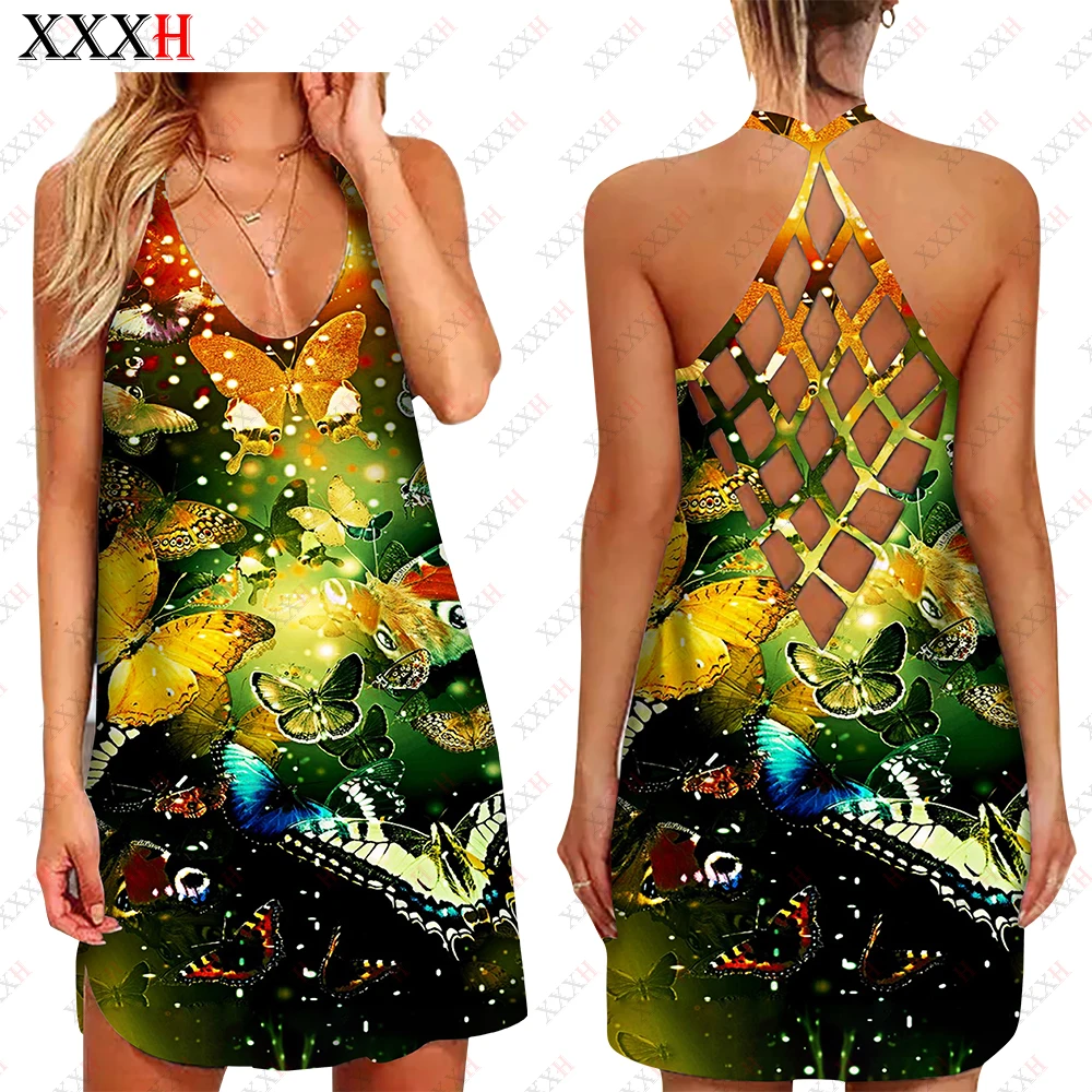 

Женская юбка на лямках с 3D принтом, без рукавов