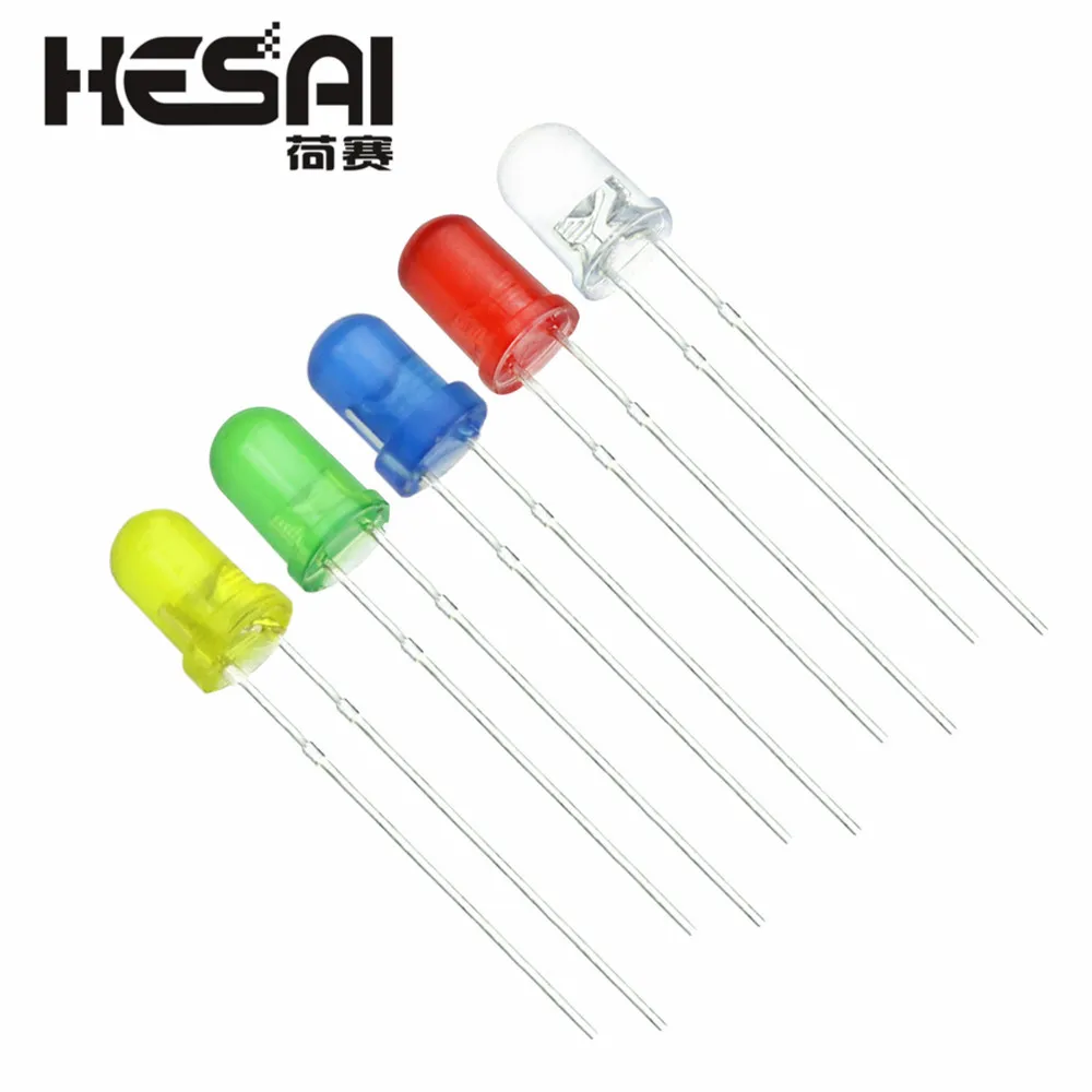RED GREEN YELLOW WHITE BLUE. LED 3mm 5 colours