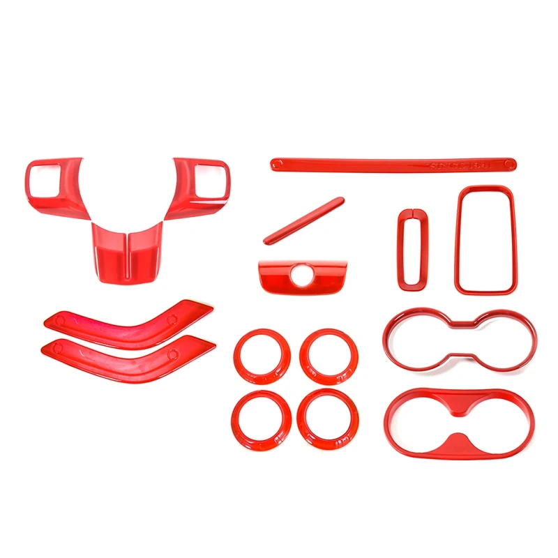 

for Jeep Wrangler JK 2011-2017 Door Handle Cup Cover Steering Wheel Center Console Interior Trim Kit 16Pcs
