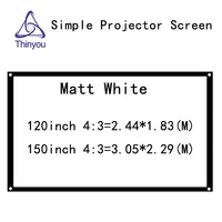 thinyou 120inch 150inch 43 matt white projector screen movie screen foldable portable front projection screen without frame