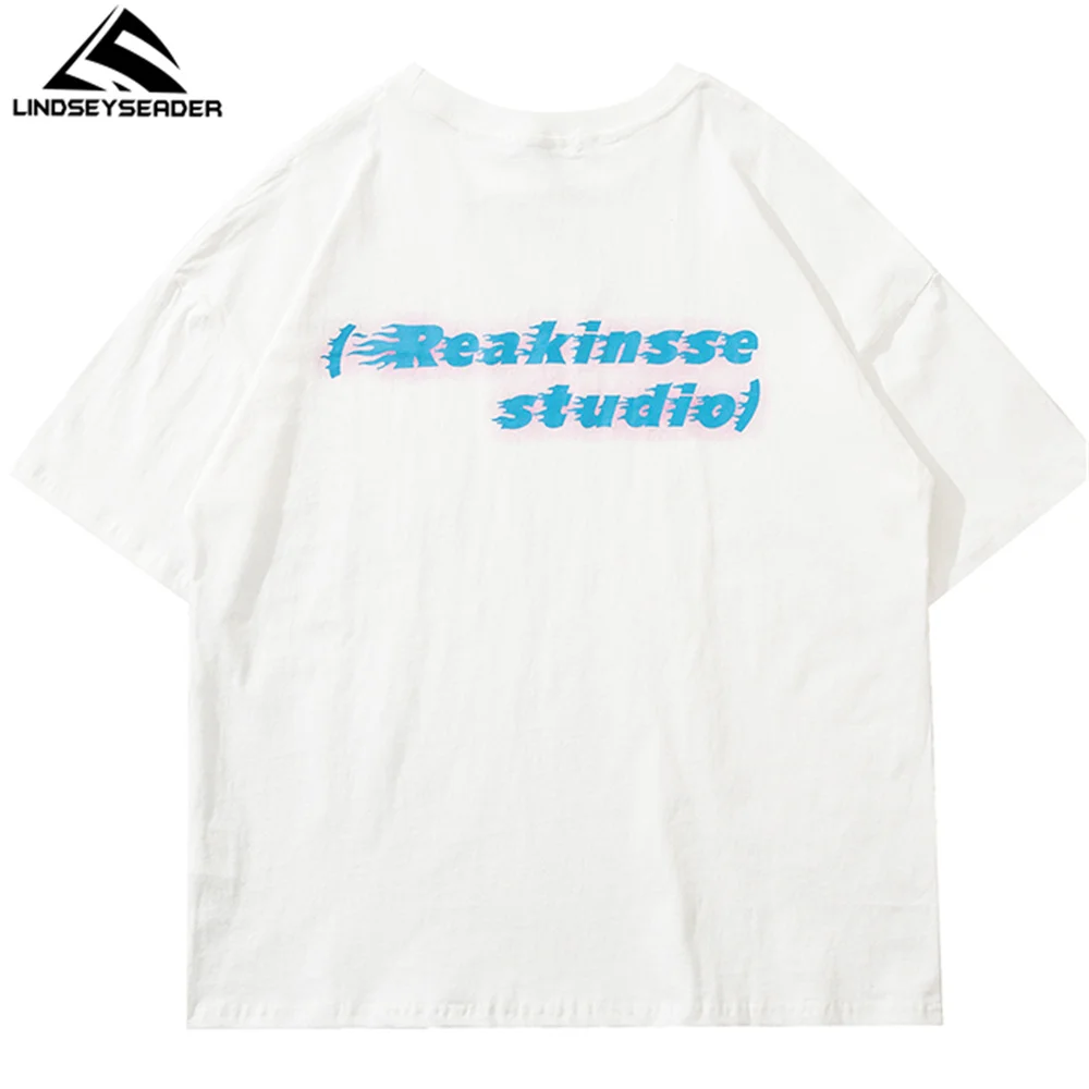 

LINDSEY SEADER T-Shirts Casual Harajuku Hip Hop Men Goth Human Fance Short Sleeve Tees Cotton Streetwear Loose Tshirt Tops Male