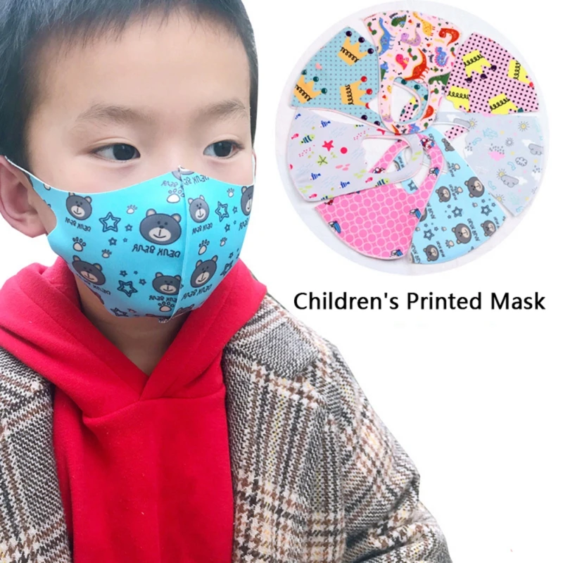Random Color Kids Washable Print Mask Fashion Anti-Haze Anti-Dust Comfortable Mouth Face For Girl And Boy |