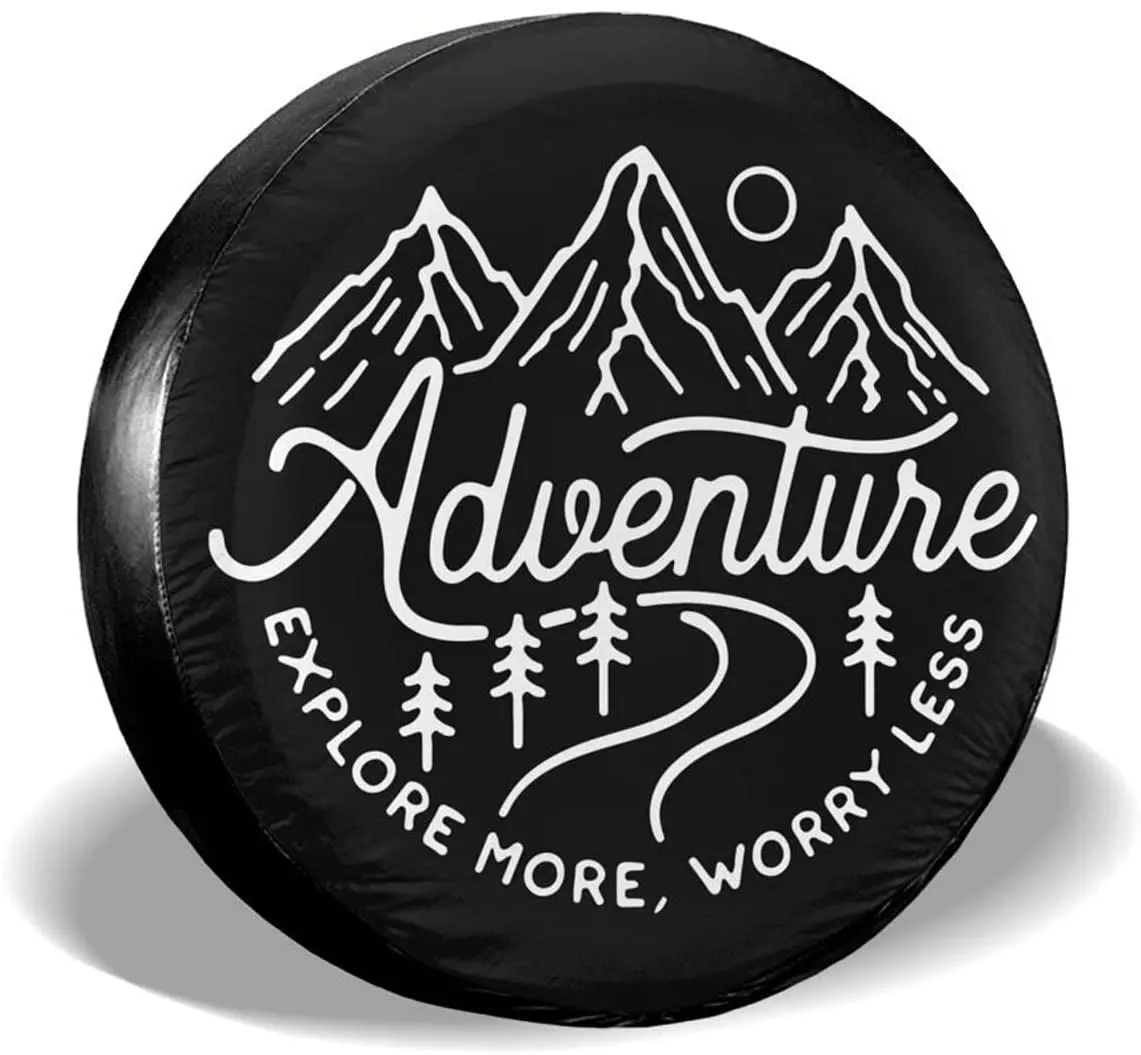 

cozipink Adventure Awaits Spare Tire Cover Camping Wheel Protectors Weatherproof Universal for Trailer Rv SUV Truck