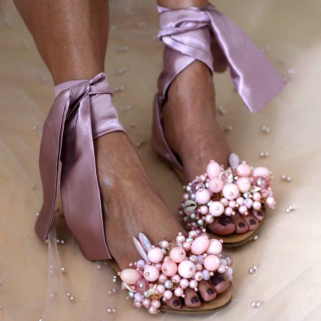 Женские сандалии с ремешком на щиколотке удобные повседневные пляжные