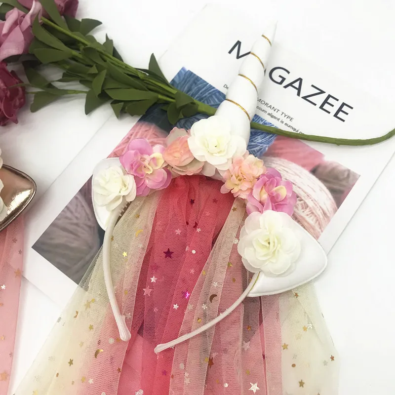 

Girls Unicorn Gauze Hair Band Unicorn 1 2 3 1st Birthday Party Decor Unicornion Theme Parti Supply Baby Shower Gift Favor