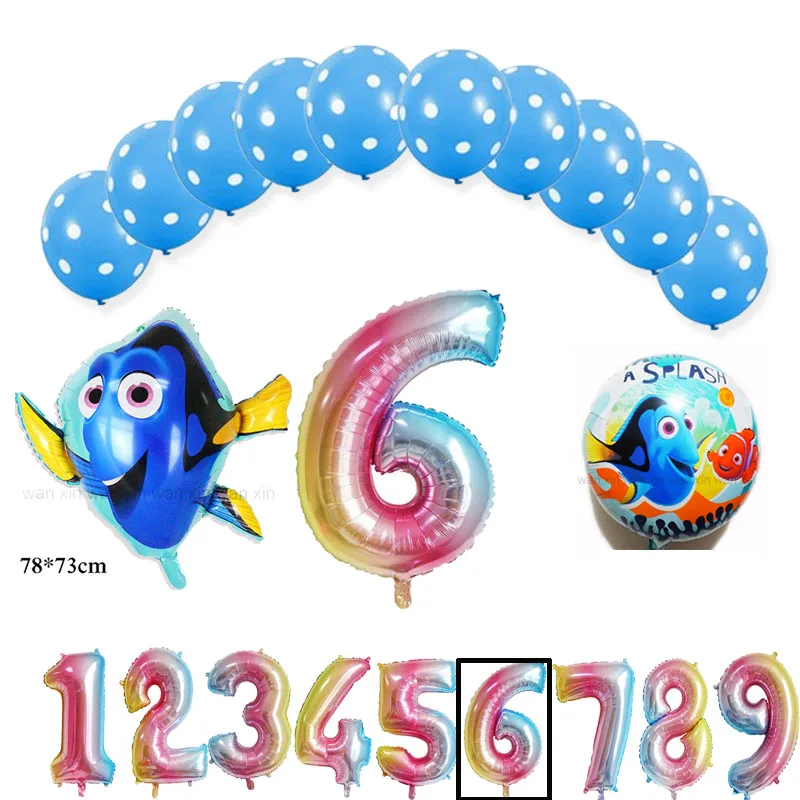 13pc set nemo dory 13 шт./лот) Немо вечерние воздушные шары набор 10 шт. латексные шары Мультяшные рыбки Дори фольгированные шары для Немо Детские шары на день рождения - Цвет: 13pc set nemo dory
