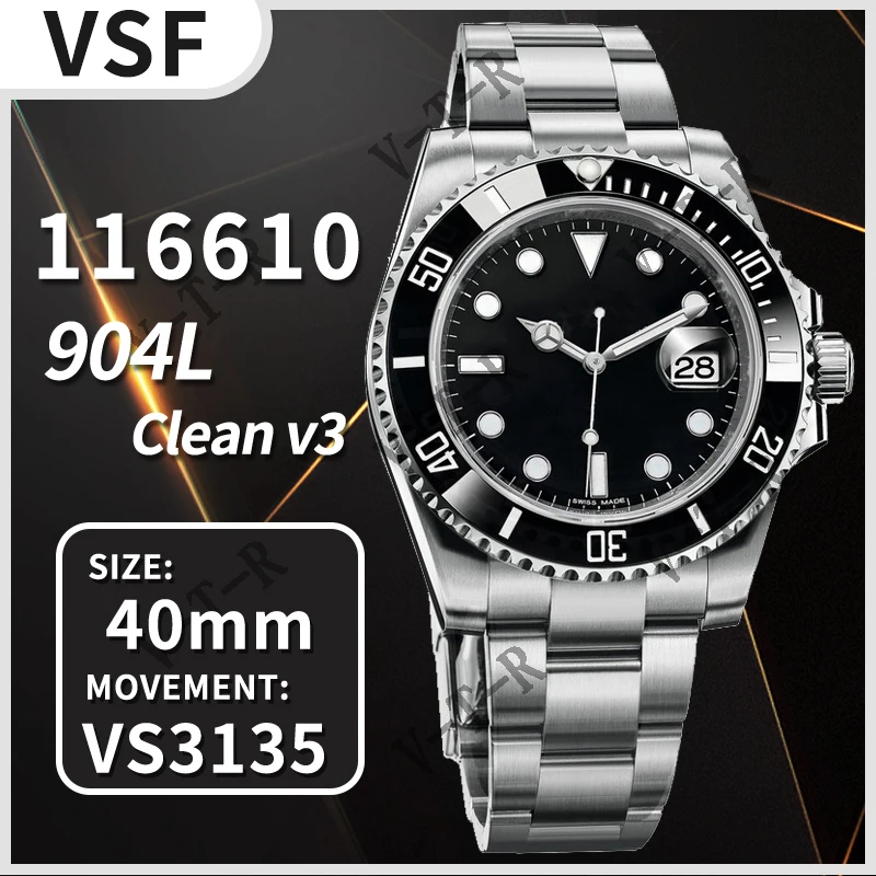 

Men's Mechanical Watch Submariner 116610 Green/Black Clean v3 Ceramic 904L Steel VSF 1:1 Best Edition Blue Spring VS3135 replica