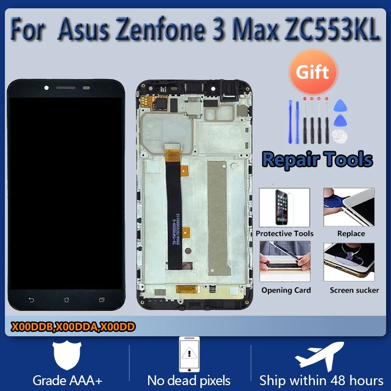 

For Asus Zenfone 3 Max ZC553KL LCD screen assembly with front case touch glass, X00DDB X00DDA LCD Display original Black White