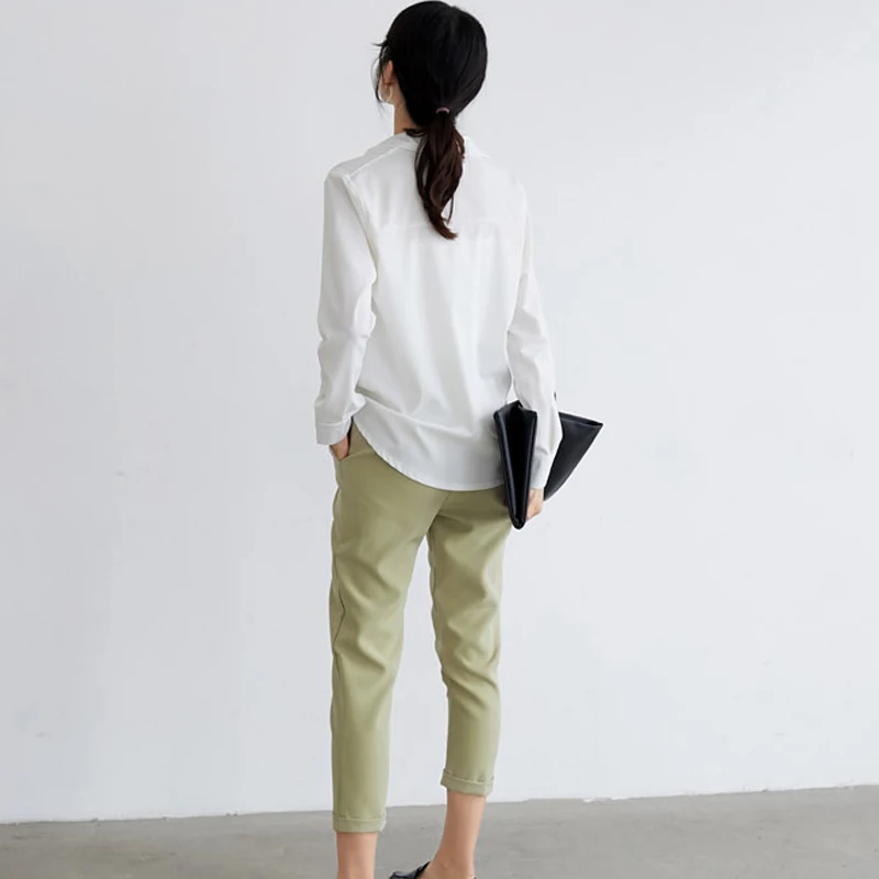 Весенние топы 2020 новинка Корейская шифоновая рубашка с длинным рукавом для