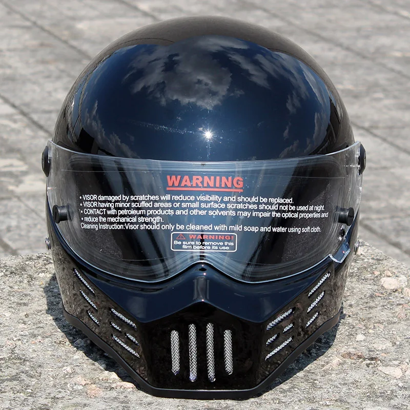 Полный уход за кожей лица шлем ретро мотоцикл Для мужчин углеродного волокна