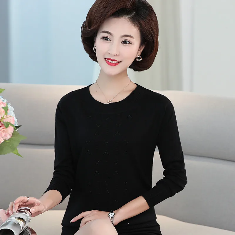 Осень 2020 Новые свитера для женщин среднего возраста пуловеры размера плюс с