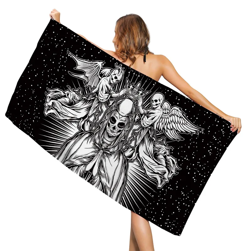 ONGLYP черный череп прямоугольное пляжное зеленое полотенце для плавания серфинга