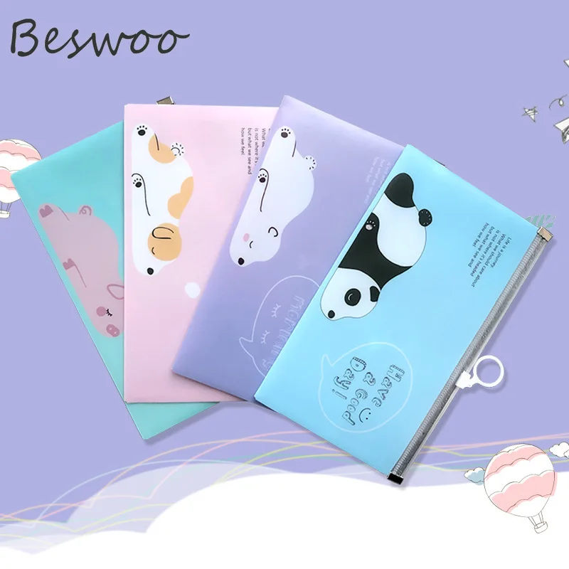 

Mask Storage Bags PP Plastic Zipper 4Pcs Small Papers Bag Cute Cartoon Card Holder Coin Purse Students Stationery Storage Bags