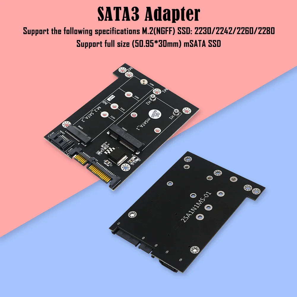 Адаптер Msata/M2-SATA3 2 в 1 6 Гбит/с скорость M.2 NGFF карта преобразователя SSD с кабелем SATA