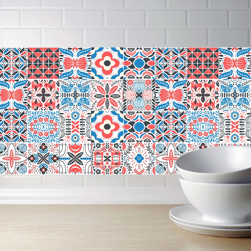 

Colorful Geometry Wall Art Waterproof Self Adhesive Tile Stickers Kitchen Bathroom children’s Room Furniture stickers 15/20cm