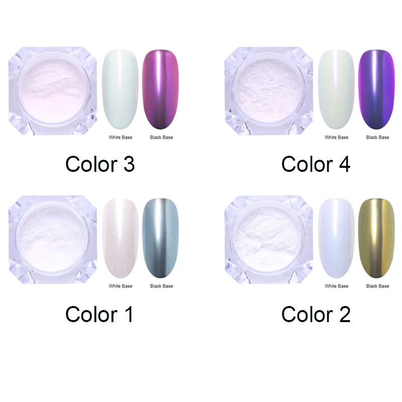 4pcs-Set 1 Яркие Блестки для ногтей порошок пыль хром пигмент пыль ослепительный салон микро Голографический лазерный порошок для DIY украшения для ногтей - Цвет: 4pcs-Set 1