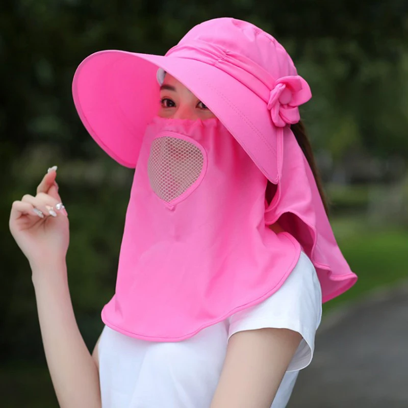 

Women's Flowers Sun Hat Wide Brim Fisherman Hat Face Neck Omnibearing UV Protection Summer Cycling Beach Hat